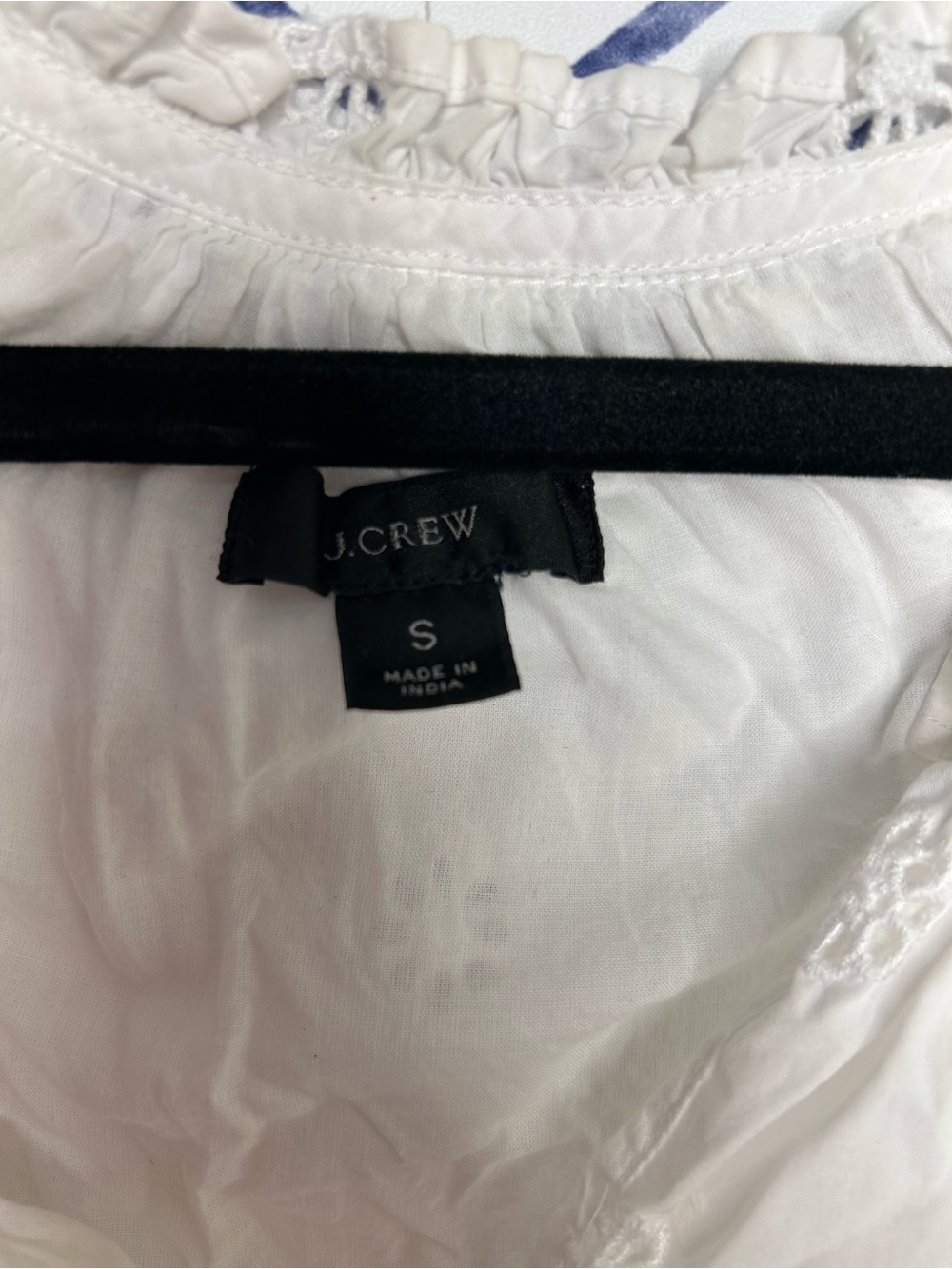 J.Crew white eyelet sleeveless peasant top ruffle and pom pom Size Small - Picture 4 of 5